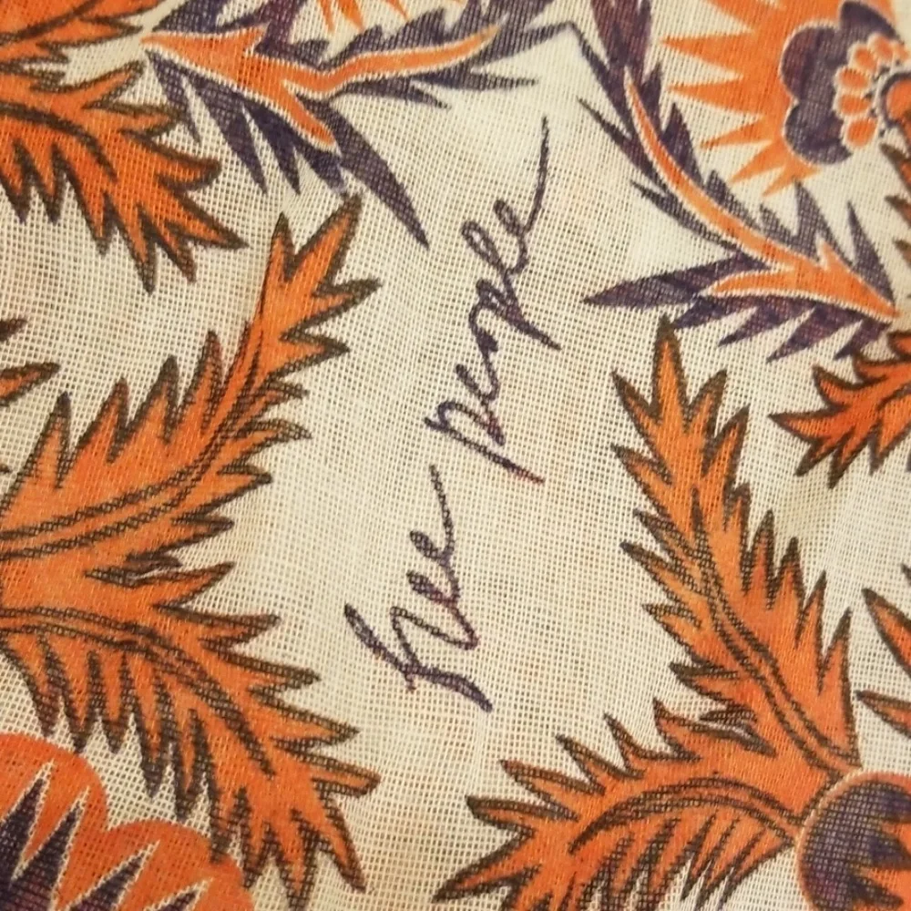 FREE PEOPLE Orange/Navy Print Cloth Bag
